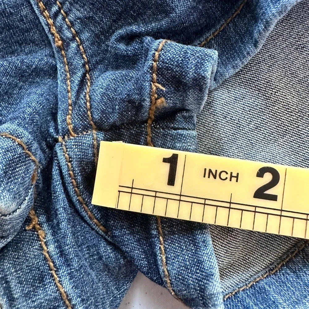 Vintage Rare Forever 21 Denim Shorts 9 Blue Stretch Striped Y2K 90s Retro Resort